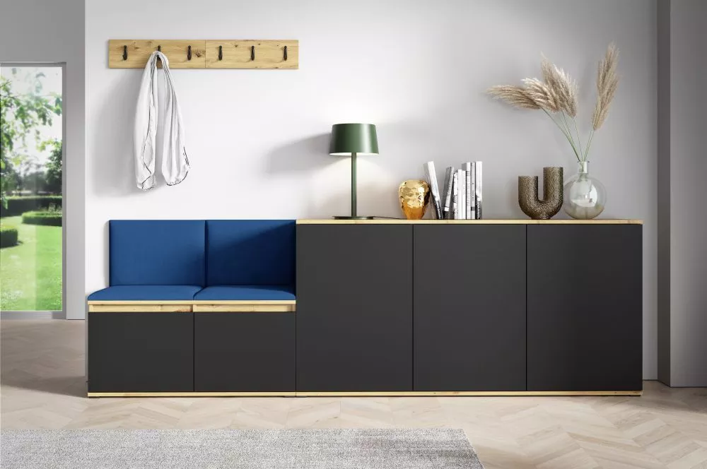Apavu plaukts Emi 35 Trinity Korpusa krāsa: ozols artisan + melns, · 250 × 88 × 40 cm