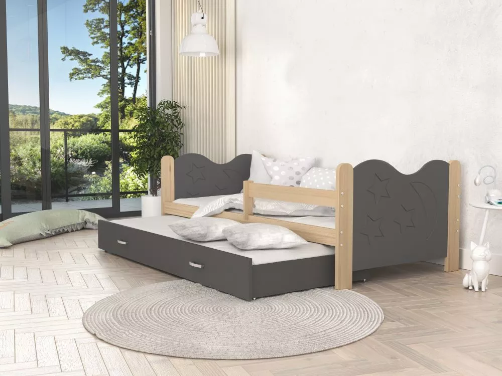 Bērnu gulta Mikolaj P2 80x190 ar stelāžam Guļamvietas platums: 80 cm, Guļamvietas garums: 190 cm, · 86 × 194 × 62 cm