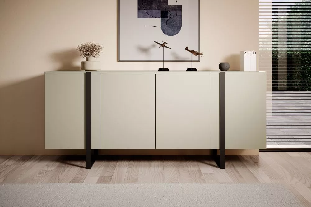 Kumode Verica K200 4D Black · Gaiši bēšs · 200 × 45 × 87 cm