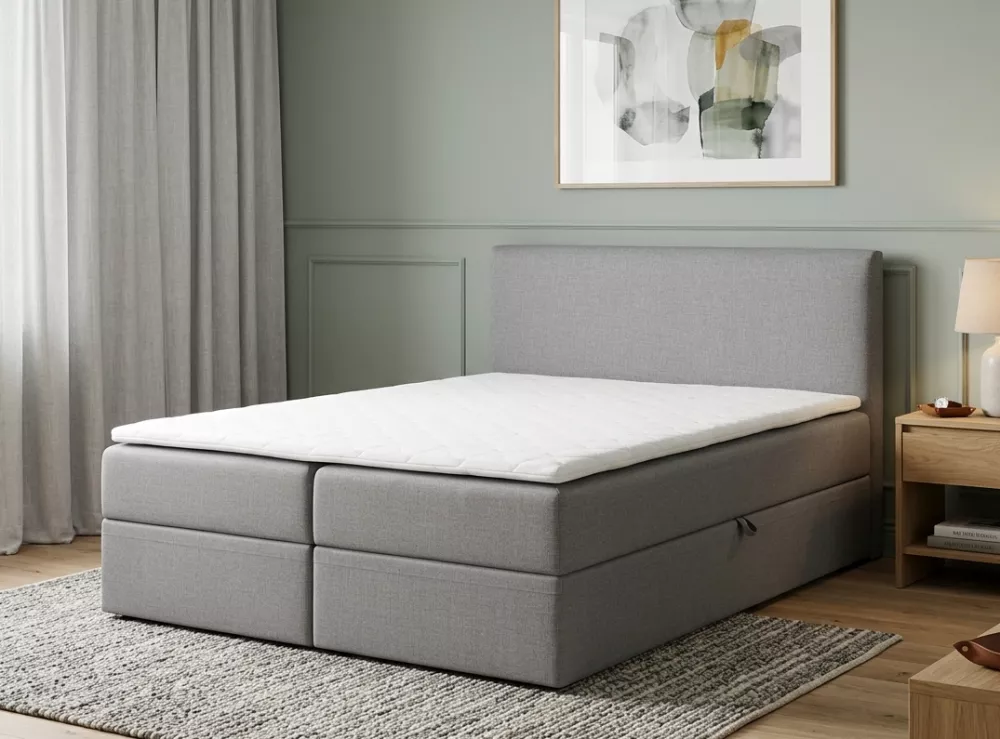 Gulta Noir Boxspring Standard Guļamvietas platums: 160 cm, Guļamvietas garums: 200 cm, · Pelēks · 163 × 206 × 101 cm