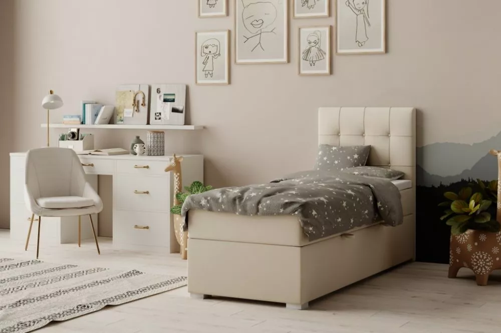 Gulta Deniz Boxspring Standard Guļamvietas platums: 90 cm, Guļamvietas garums: 200 cm, · Krēma · 90 × 207 × 118 cm