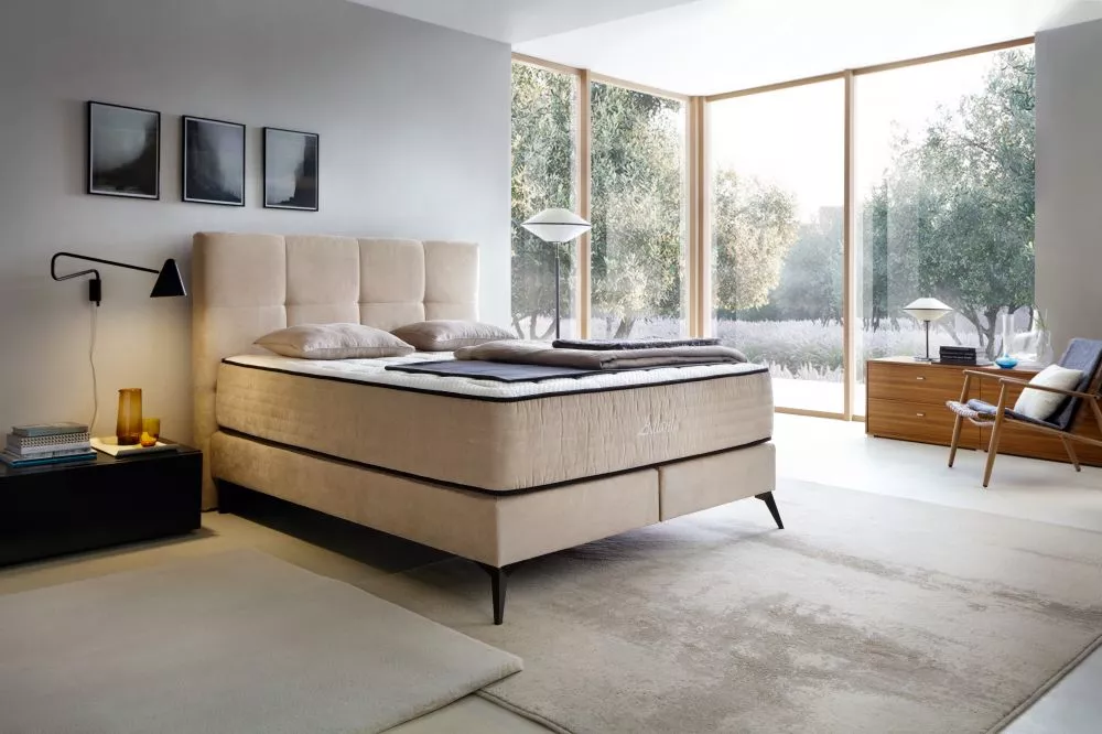 Gulta Atlanta Boxspring Standard Guļamvietas platums: 180 cm, Guļamvietas garums: 200 cm, · Bēšs · 190 × 211 × 130 cm
