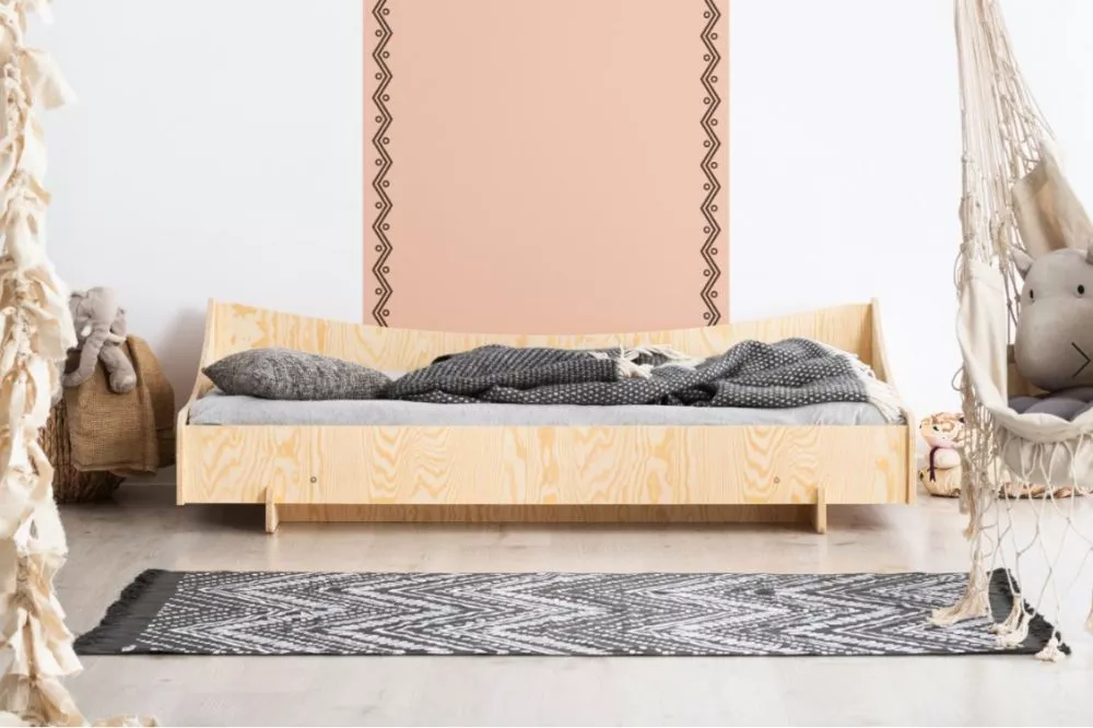 Bērnu gulta Kiki 8 ar stelāžu Guļamvietas platums: 70 cm, Guļamvietas garums: 140 cm, · Priede · 73 × 143 × 40 cm