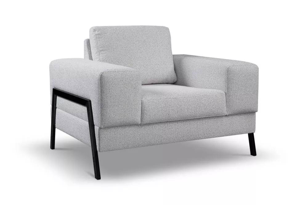 Mīksts krēsls Toretto 1S standard Sēdvietas dziļums: 58 cm, · Gaiši pelēks · 114 × 93 × 87 cm