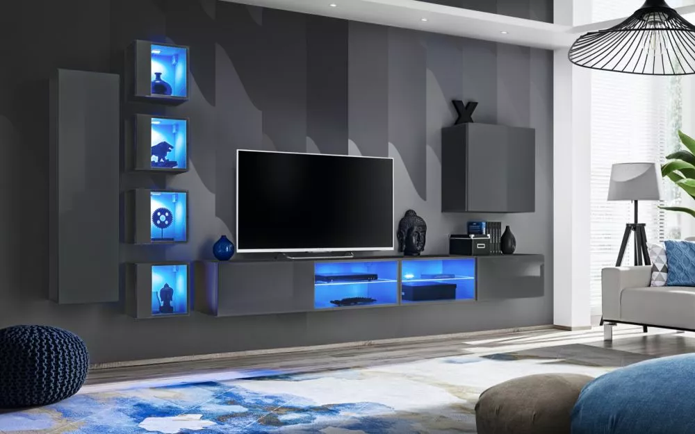 Sekcija Switch 26 · Grafīts · 330 × 40 × 200 cm