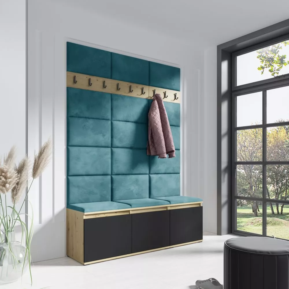 Apavu plaukts Emi 6 Trinity Korpusa krāsa: ozols artisan + melns, · 150 × 214.5 × 40 cm