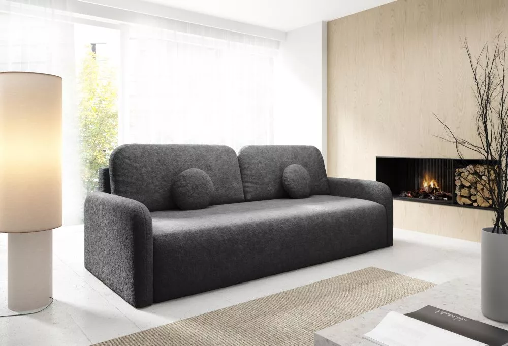 Dīvāns Ravio Premium Standard · Melns · 88 × 218 × 90 cm