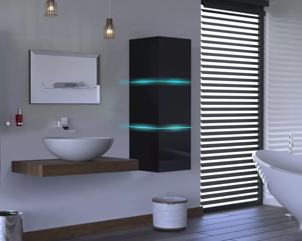 Vannas istabas komplekts Alius 15 gloss ar LED · Melns · 110 × 35 cm
