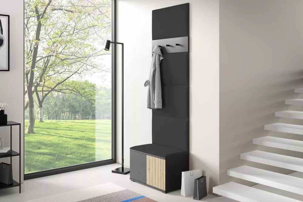 Apavu plaukts Ross 6 Trinity Korpusa krāsa: melns + ozols artisan, · 70 × 225 × 40 cm