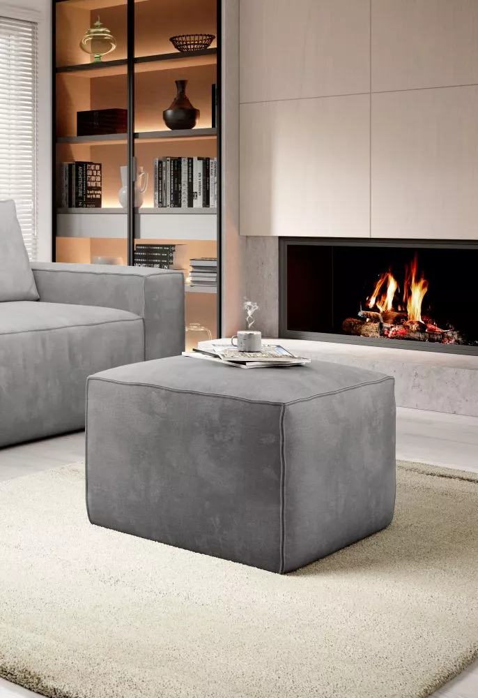 Pufs Silla P Premium Standard Auduma numurs: Nube 03, · Pelēks · 88 × 45 × 68 cm