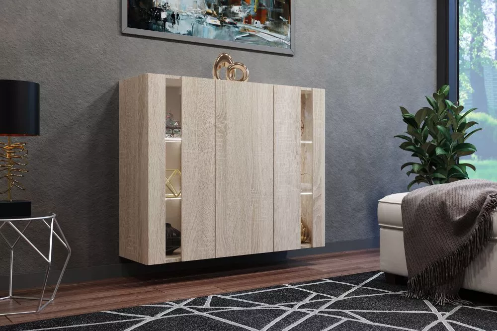 Kumode Olena ar LED · Ozols sonoma · 111 × 35 × 91 cm
