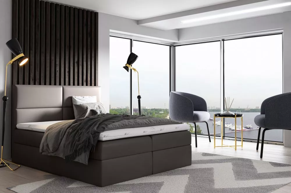 Gulta Salsa Boxspring Standard Guļamvietas platums: 200 cm, Guļamvietas garums: 200 cm, · Pelēks · 204 × 208 × 103 cm