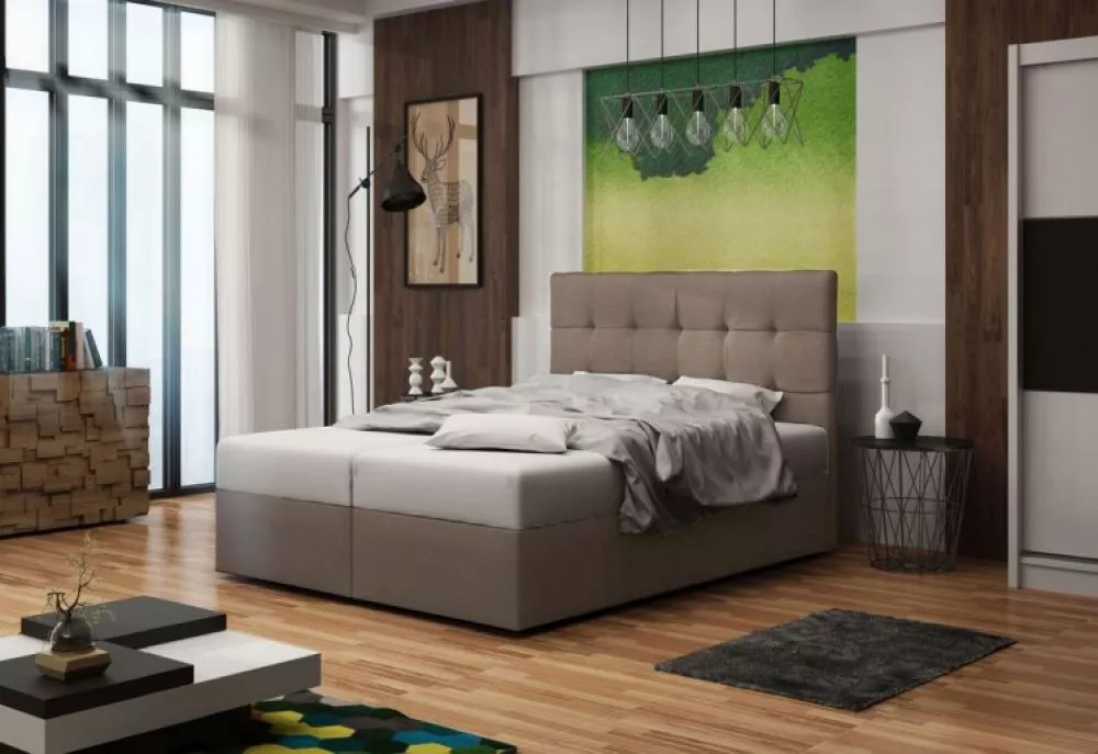 Gulta Duo 2 Boxspring Standard Guļamvietas platums: 180 cm, Guļamvietas garums: 200 cm, · Brūni pelēks · 185 × 208 × 106