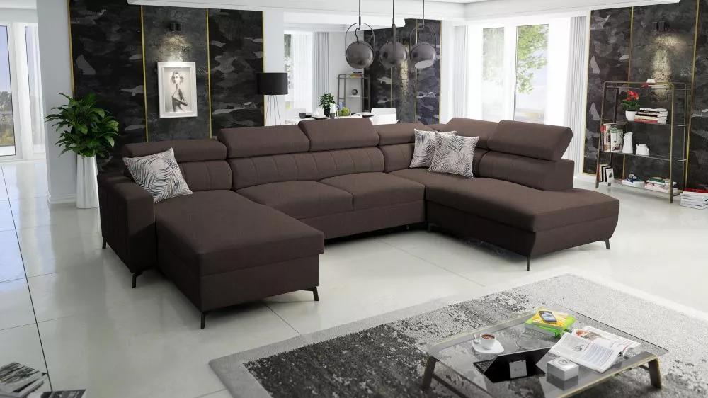 Dīvāns Baltico 6 Premium Standard · Tumši brūns · 224 × 351 × 83 cm