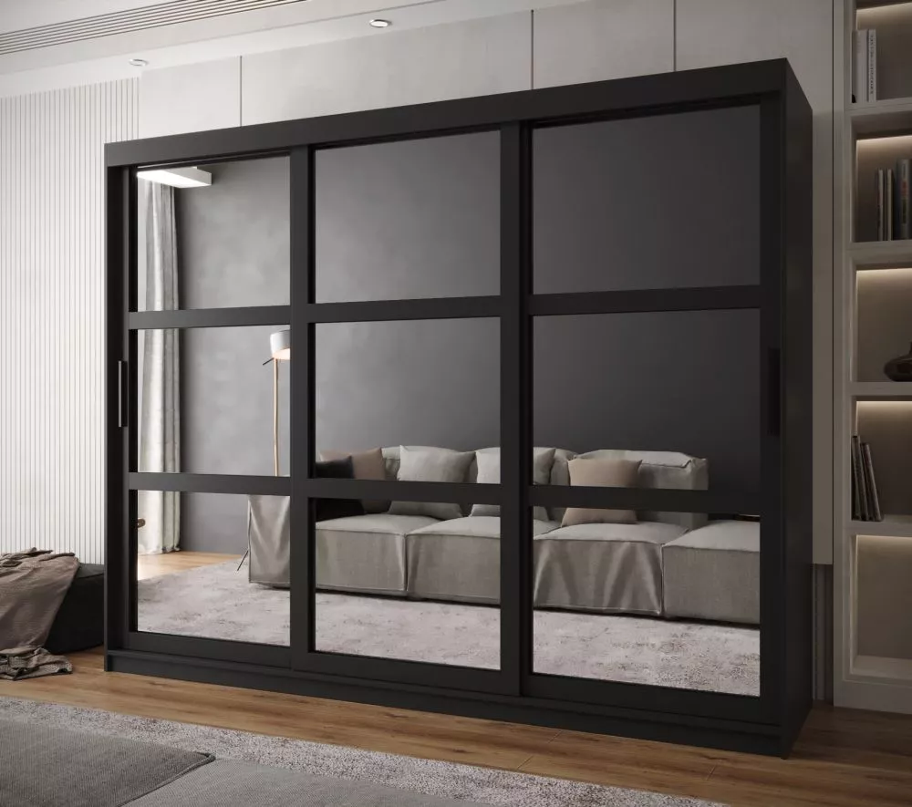Skapis Miror · Melns · 250 × 62 × 200 cm