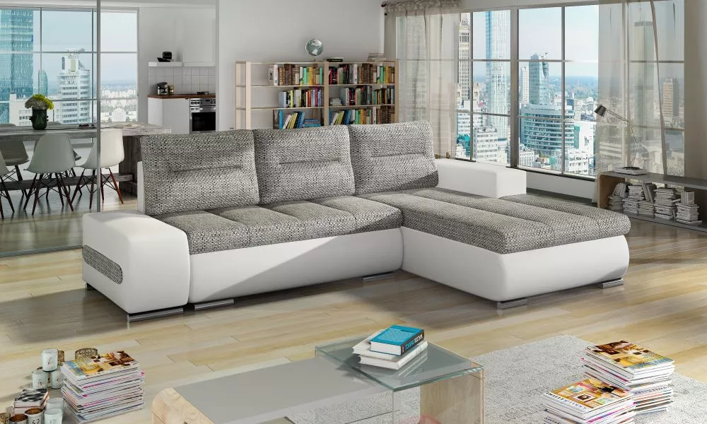 Dīvāns Ottavio Lux standard · Gaiši pelēks + balts · 180 × 275 × 85 cm
