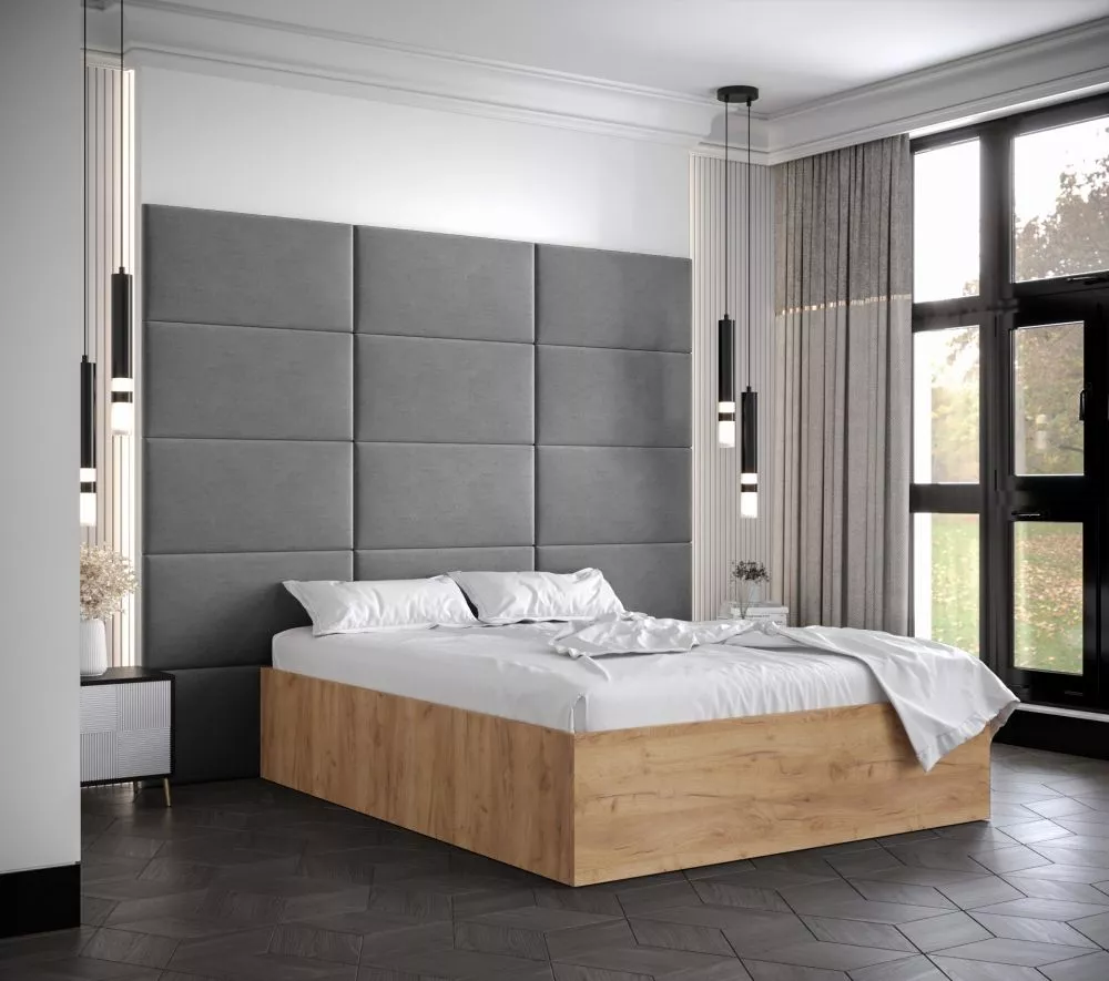 Gulta Bella 1 ar stelāžu Guļamvietas platums: 140 cm, Korpusa krāsa: ozols kraft zelts, Guļamvietas garums: 200 cm, stel