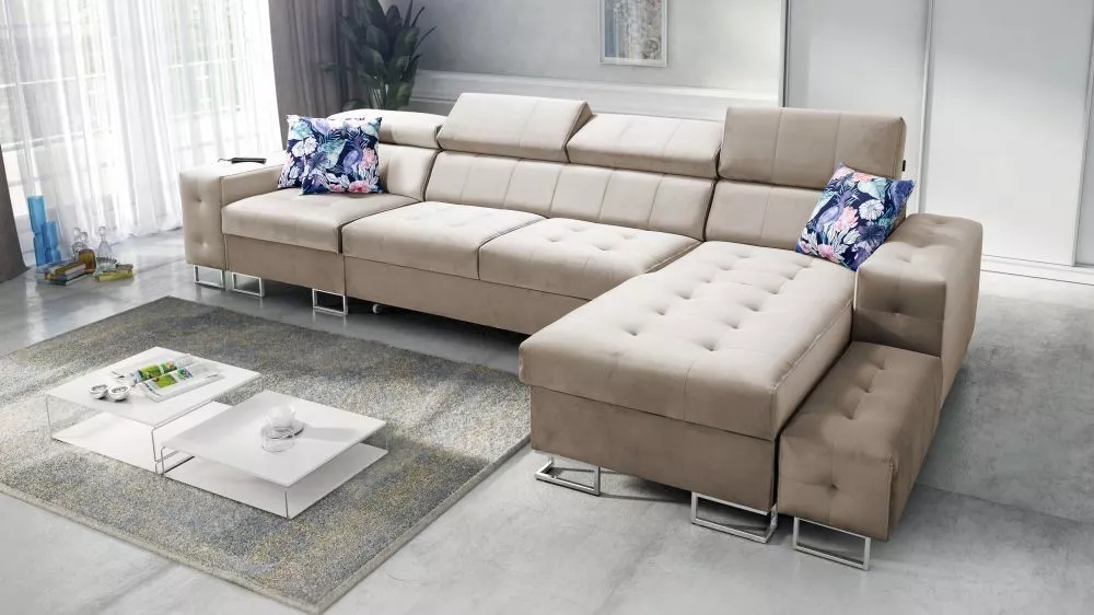 Dīvāns Hilton 11 Standard · Bēšs · 183 × 370 × 83 cm