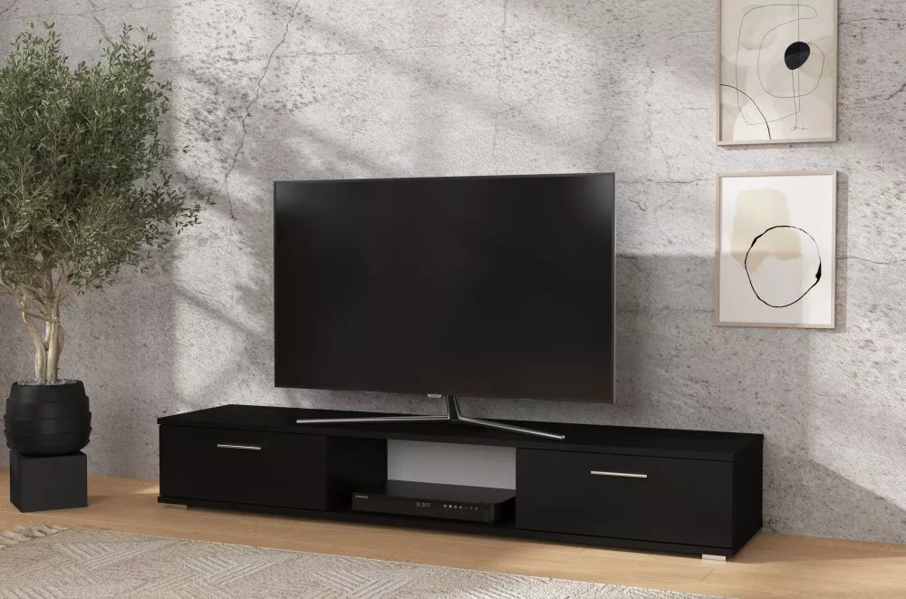 TV tumba Aridea · Melns · 176 × 40 × 28 cm