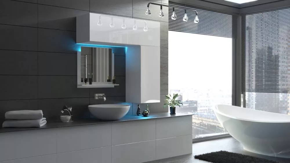 Vannas istabas komplekts Alius 42 ar LED · Balts · 120 × 120 × 35 cm