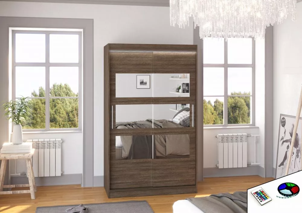 Skapis Kolorado ar LED · Šokolādes · 120 × 58 × 200 cm