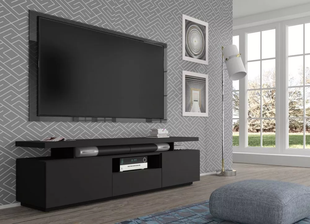 TV tumba Adam Modern · Melns · 180 × 42 × 51 cm