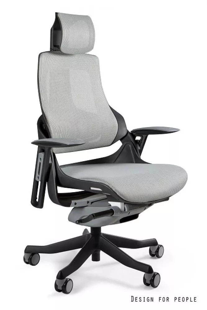 Datorkrēsls Wau S Korpusa krāsa: gaiši pelēks, Elementu krāsa: melns, Sēdvietas platums: 47 cm, · 68 × 51 × 117 cm