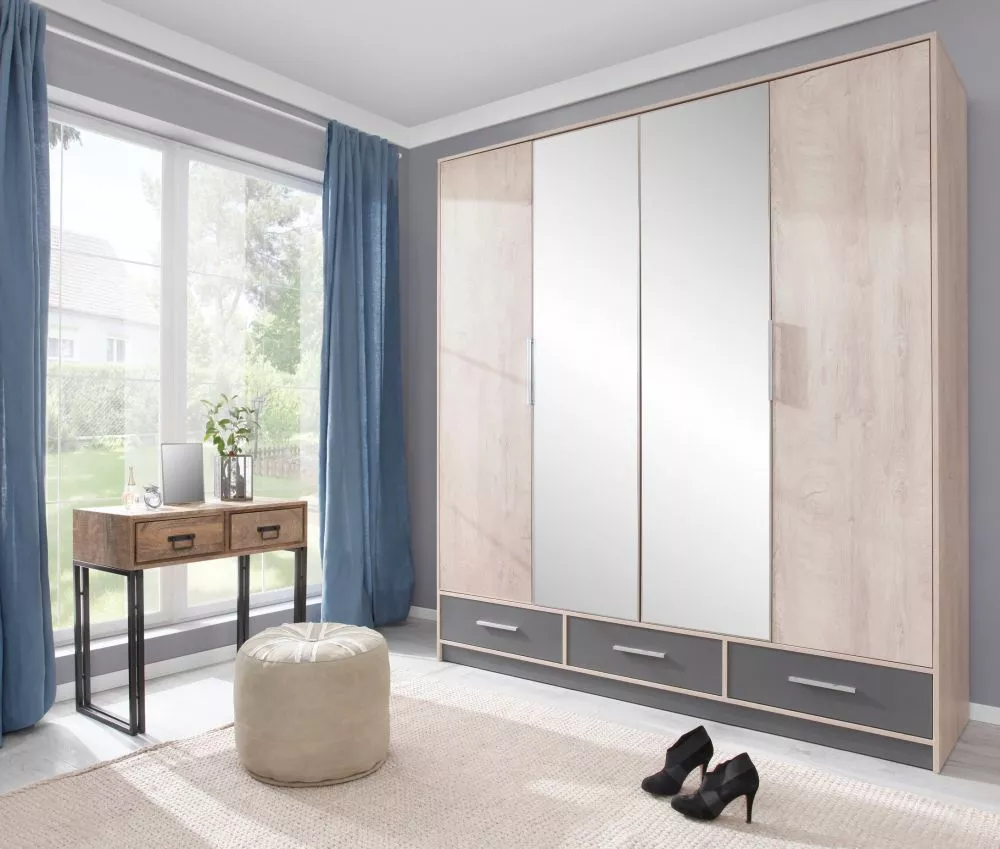 Skapis Isko ISL1 · Ozols + antracīts · 204 × 60 × 230 cm