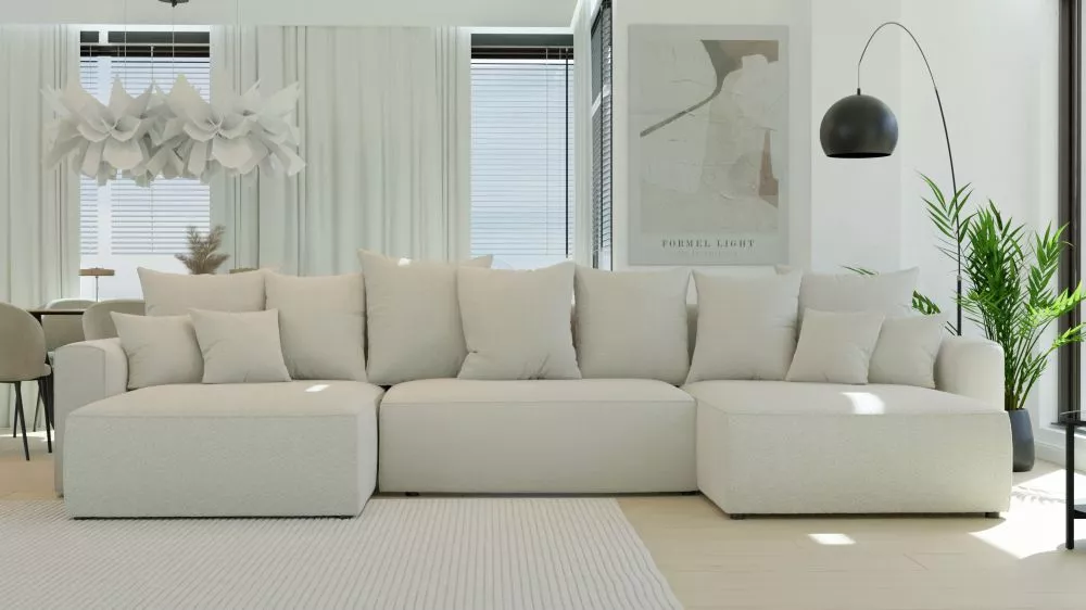 Dīvāns Bari U Standard · Gaišais krēms · 160 × 350 × 78 cm