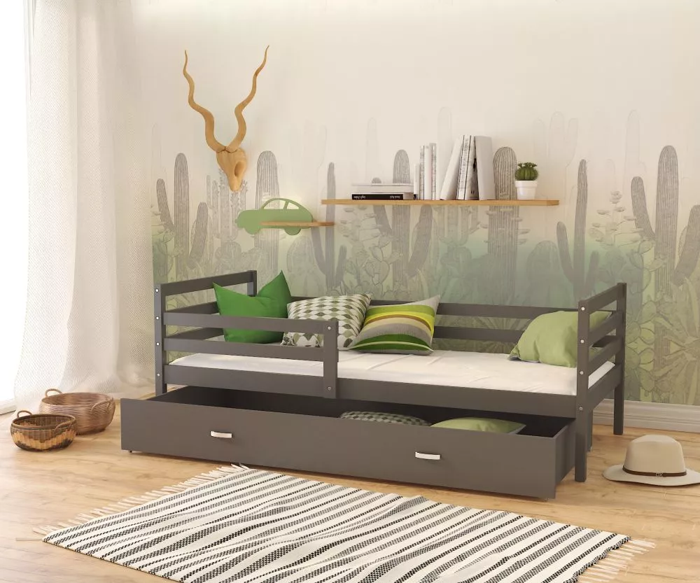 Bērnu gulta Jacek P MDF 80x160 ar stelāžu Guļamvietas platums: 80 cm, Guļamvietas garums: 160 cm, · 86 × 168 × 74 cm