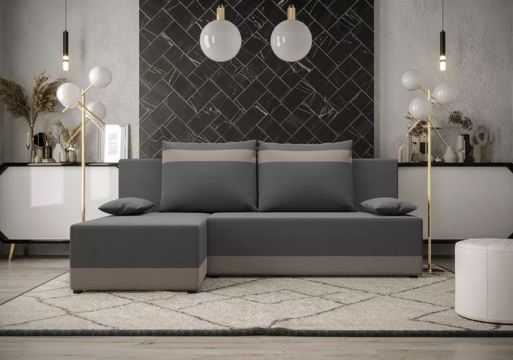 Dīvāns Toledo Corner Standard · Tumši pelēks + pelēks · 140 × 200 × 89 cm