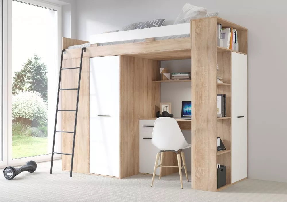 Divstāvu gulta Verana L ar stelāžu Guļamvietas platums: 90 cm, Guļamvietas garums: 200 cm, · 120 × 236 × 190 cm