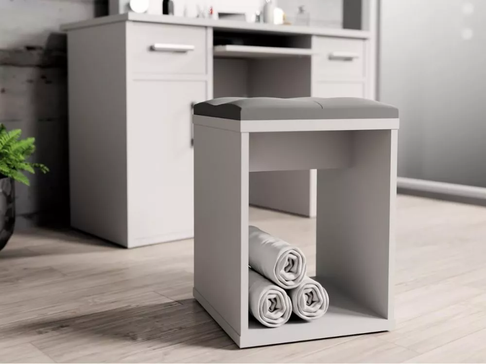 Pufs Taboret Beauty · Balts · 30 × 42 × 30 cm