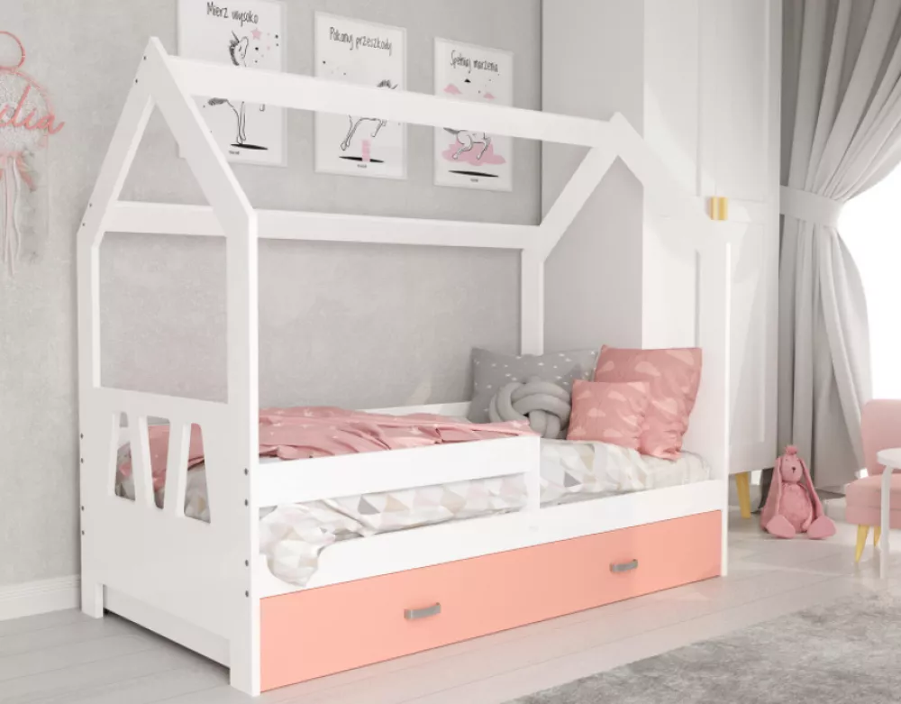 Bērnu gulta Domek D3-A ar stelāžu Guļamvietas platums: 80 cm, Guļamvietas garums: 160 cm, · 87 × 164 × 144 cm