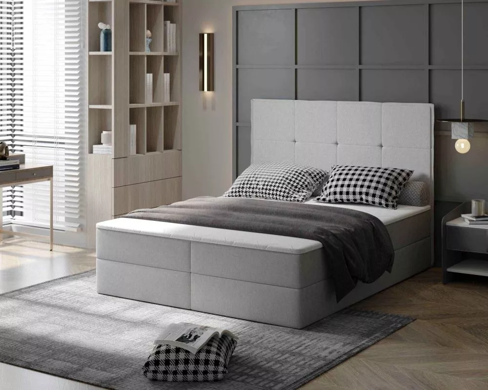 Gulta Caya Boxspring standard Guļamvietas platums: 180 cm, Guļamvietas garums: 200 cm, · Gaiši pelēks · 182 × 207 × 123 