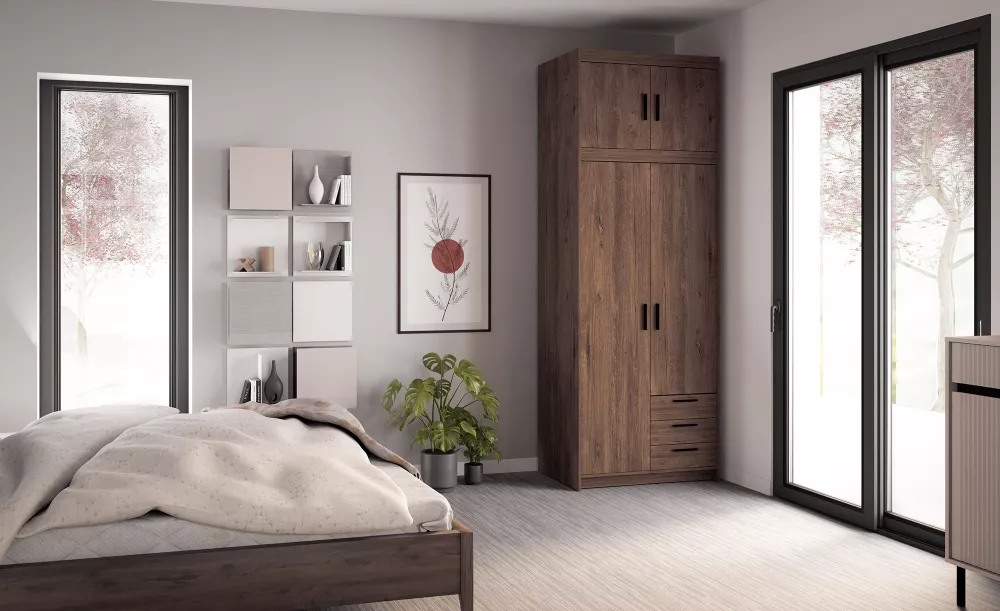 Skapis Elena 2D3S Premium · Lefkas · 89.7 × 53 × 245.5 cm