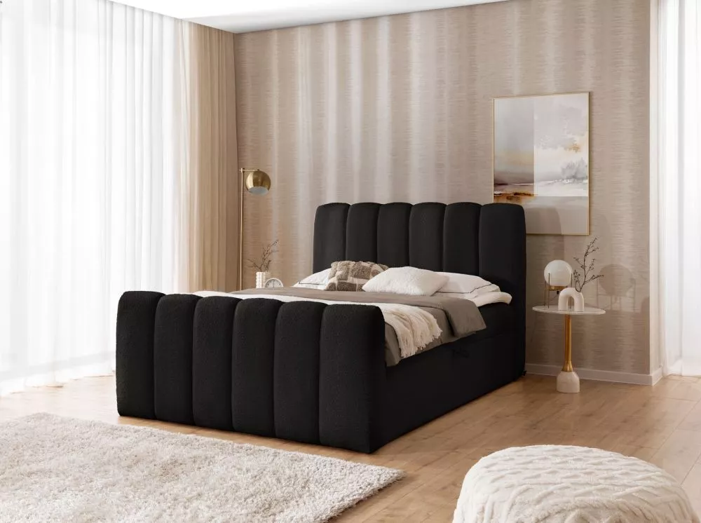 Gulta Chloe Boxspring Standard Guļamvietas platums: 160 cm, Guļamvietas garums: 200 cm, · Melna · 168 × 228 × 125 cm