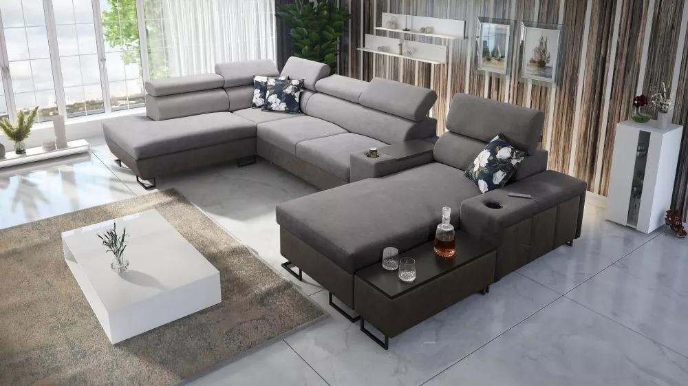 Dīvāns Melody 5 Premium Standard · Tumši pelēks + grafīts · 220 × 375 × 84 cm