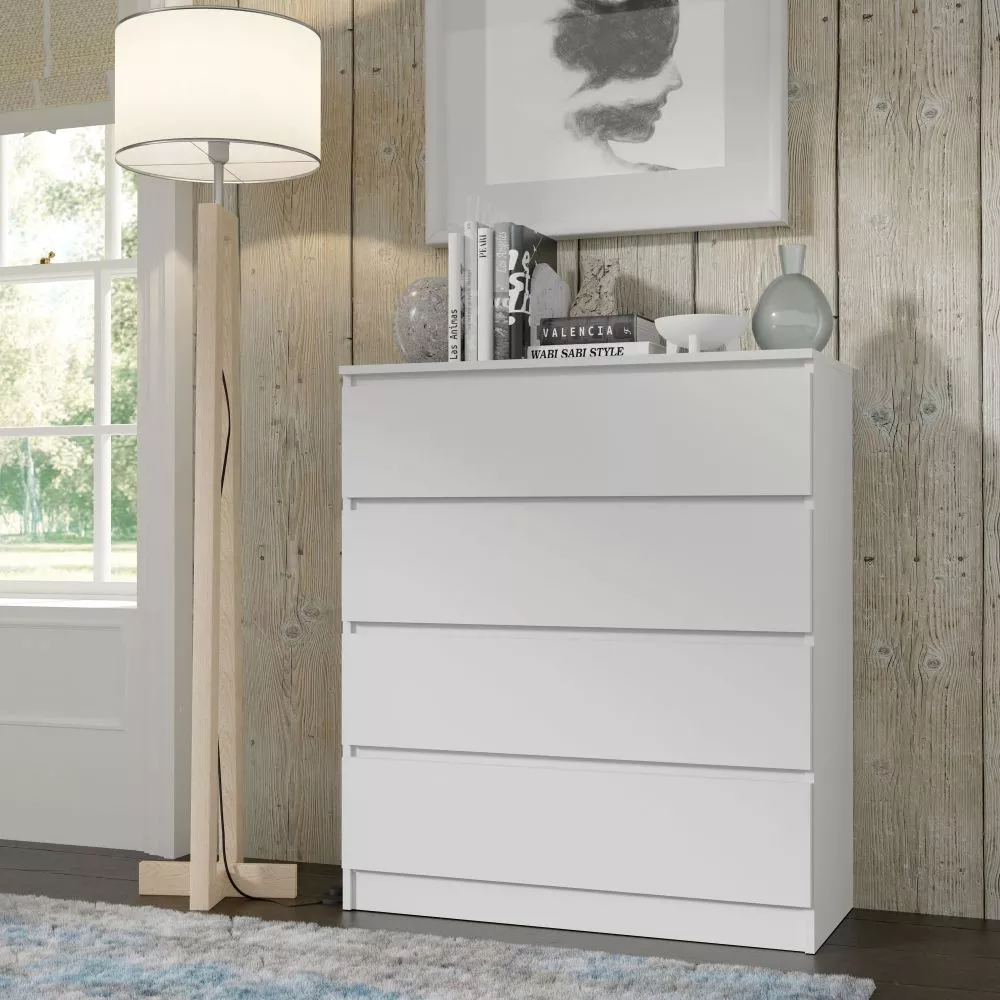 Kumode Maja K90 S4 · Balts · 90 × 40 × 104 cm
