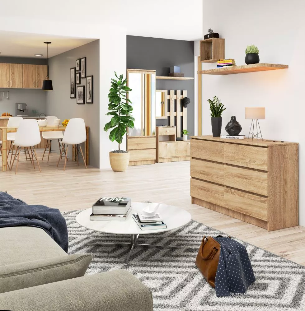 Kumode K-120 6 · Ozols sonoma · 120 × 40 × 77 cm