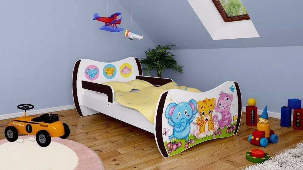 Bērnu gulta Dream L01 140x70 DM04 ar stelāžu Guļamvietas platums: 70 cm, Guļamvietas garums: 140 cm, · 94 × 144 × 71 cm
