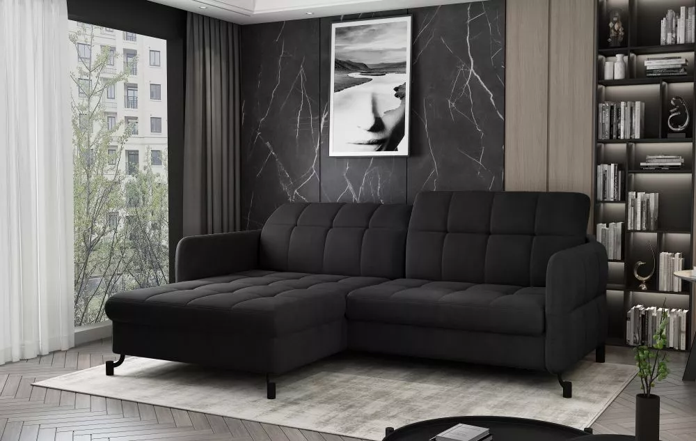 Dīvāns Lorelle Premium standard · Grafīts · 160 × 225 × 105 cm