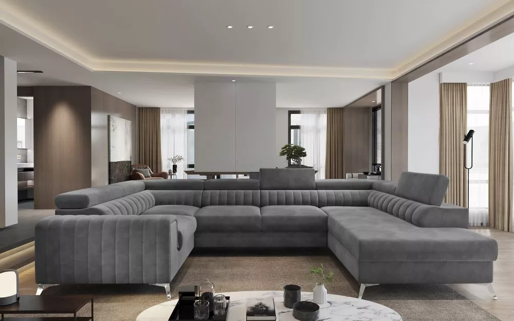 Dīvāns Louis Premium Standard · Tumši pelēks · 202 × 340 × 72 cm