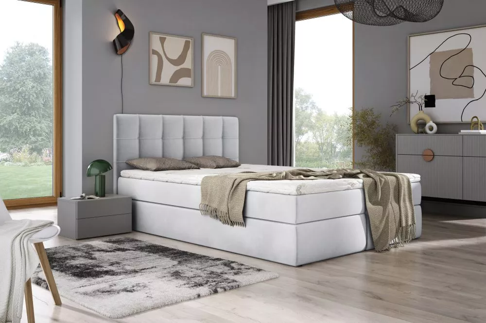 Gulta Adelle Boxspring Standard Guļamvietas platums: 140 cm, Guļamvietas garums: 200 cm, · Gaiši pelēks · 140 × 210 × 10