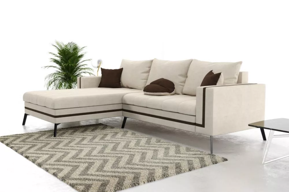 Dīvāns Novigrad Standard · Krēma + brūns · 142 × 257 × 85 cm