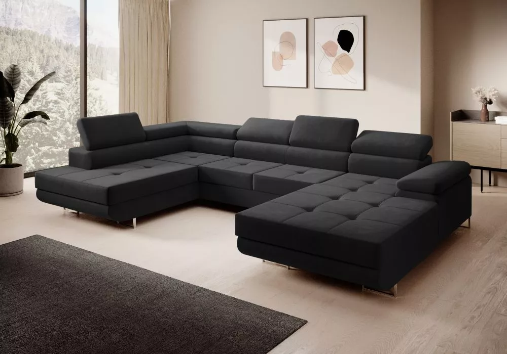Dīvāns Corner 273 U standard · Melns · 203 × 347 × 90 cm