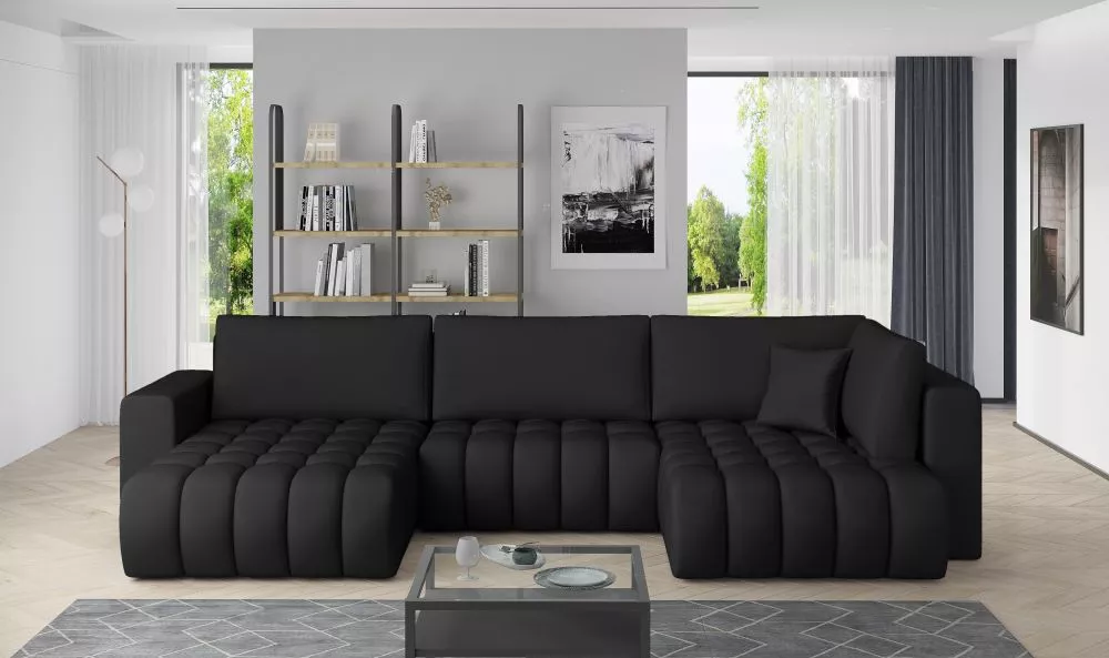 Dīvāns Bonito standard · Melns · 170 × 350 × 85 cm