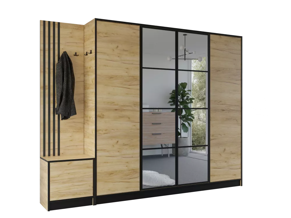 Koridora iekārta Eden Plus 15 · Ozols craft zelts · 259.6 × 39 × 205 cm