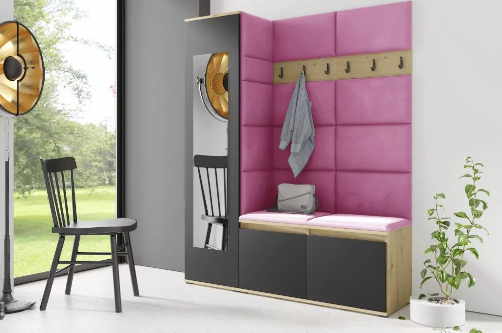 Apavu plaukts Emi 14 Trinity Korpusa krāsa: ozols artisan + melns, · 145 × 185 × 40 cm
