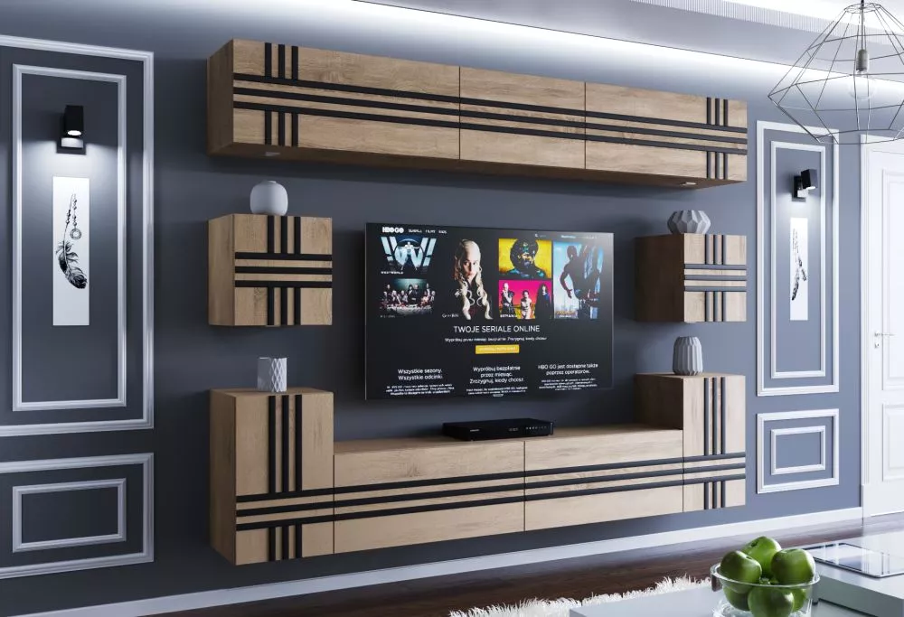 Sekcija Penelopa ar LED Korpusa krāsa: zelts ozols, · 257 × 35 × 210 cm